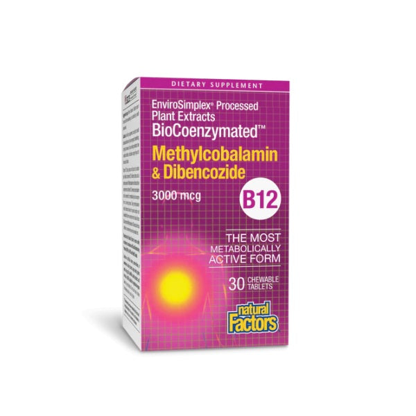 BioCoenzymated® Metilcobalamina & Dibencozida 3,000 mcg Masticable 30 tab, Natural Factors