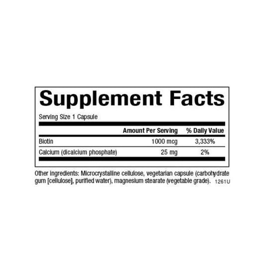 Biotina 1,000 mcg 90 vcap, Natural Factors