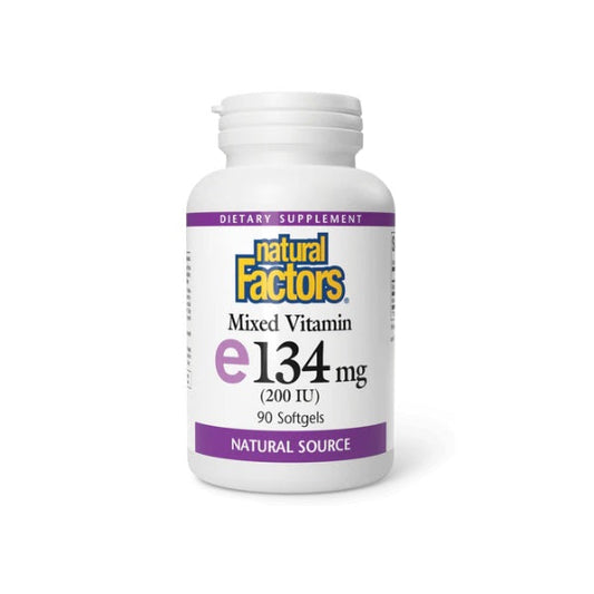 Vitamina E 134 mg (200 IU) (d-alpha tocopherol) w/ 10 mg mezcla de tocoferoles 90 sg, Natural Factors