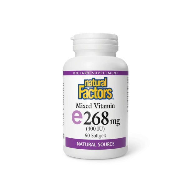 Vitamina E 268 mg (400 IU) (d-alpha tocopherol) w/ 10 mg mezcla de tocoperoles 90 sg, Natural Factors