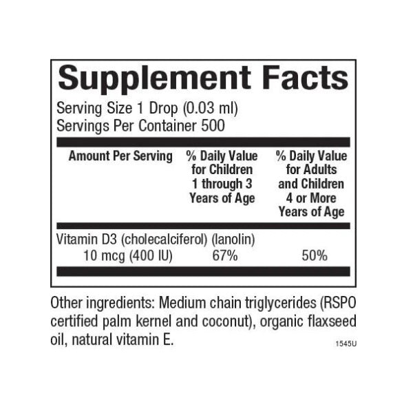 BigFriends® Vitamina D3 Gotas 10 mcg (400 IU) 0.5 fl oz, Natural Factors