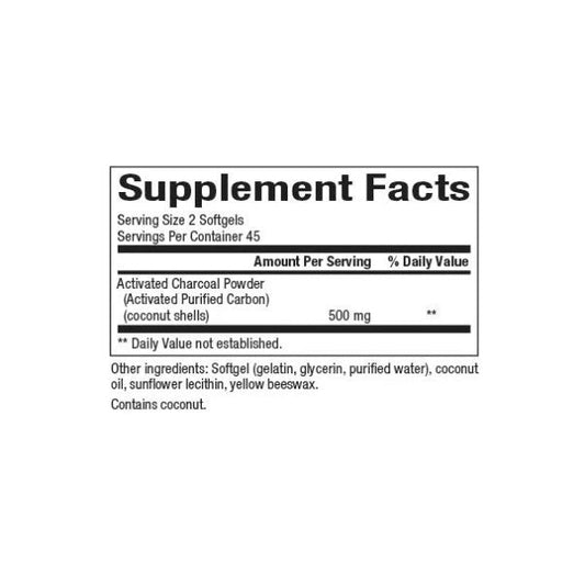 Carbón Activado 500 mg 90 sg, Natural Factors