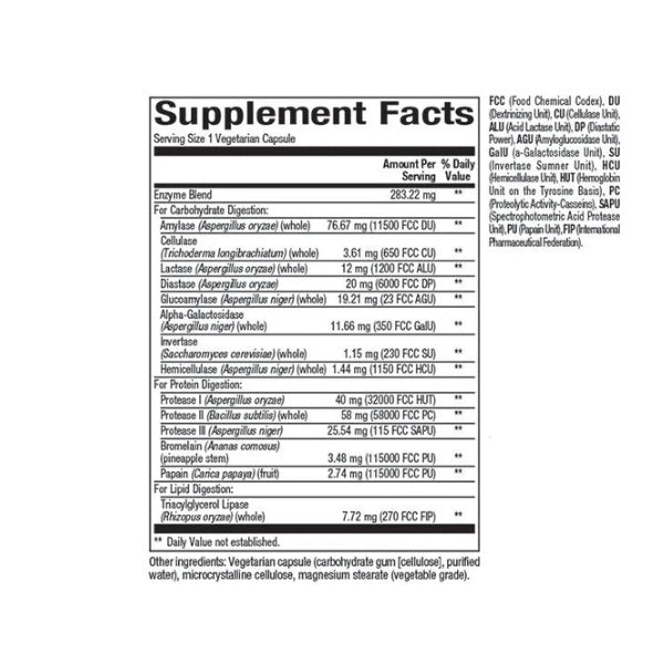 Multi Enzimas Vegetarianas de Alta Potencia 60 vcap, Natural Factors