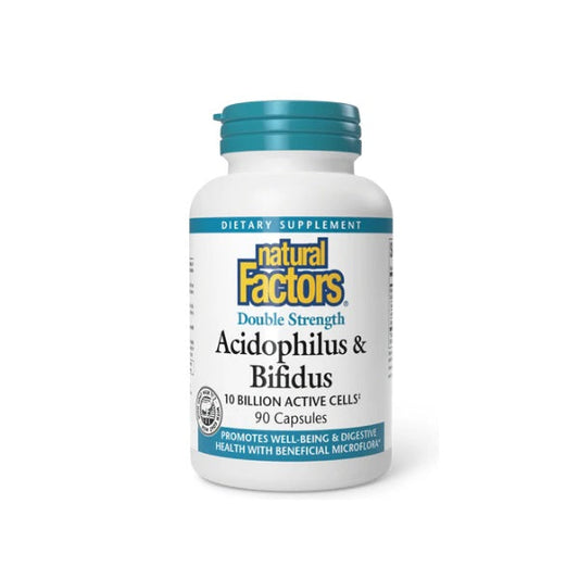Doble Fuerza de Acidophilus y Bifidus 10 Billones 90 cap, Natural Factors