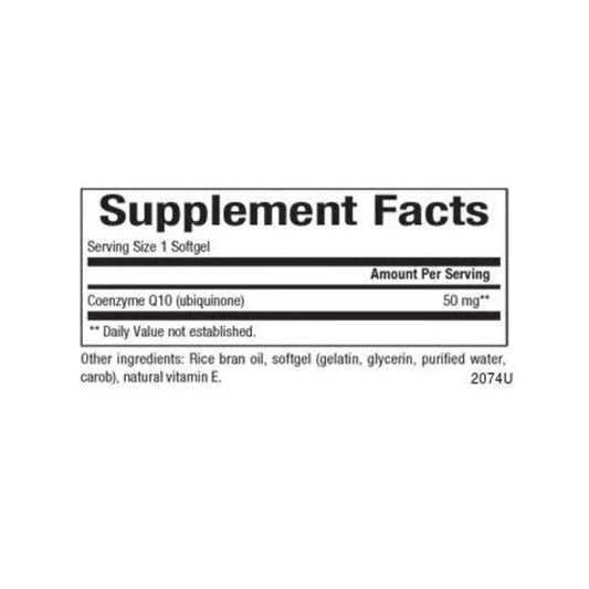 Coenzima Q10 50 mg En una Base de Aceite de Salvado de Arroz 60 sg, Natural Factors