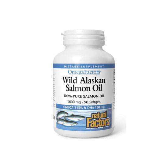 OmegaFactors® Aceite de Salmón Salvaje de Alaska 1,000 mg 90 sg, Natural Factors