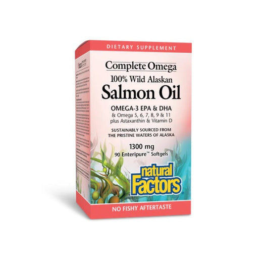 Omega Completo 100% Aceite de Salmón Salvaje de Alaska 1,300 mg Enteripure® 90 sg, Natural Factors