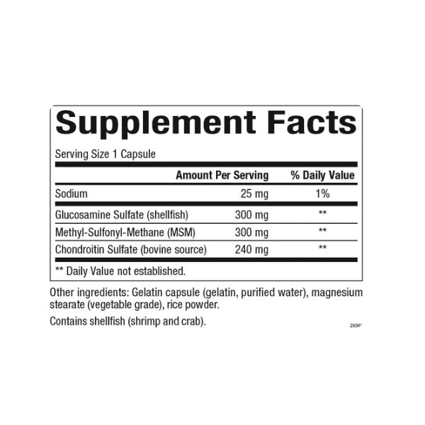 MSM Formula Conjunta 300 mg GLS, 300 mg MSM, 240 mg Condroitina 90 cap, Natural Factors