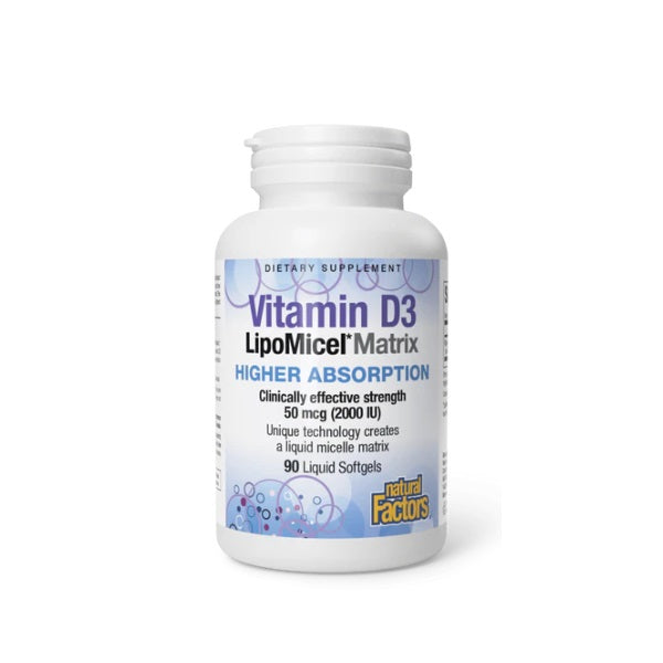 Vitamina D3 LipoMicel Matrix 50 mcg (2,000 IU) 90 sg, Natural Factors