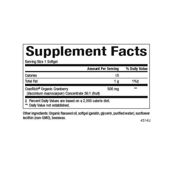 CranRich® Super Resistencia 500 mg Arándanos Orgánicos 90 sg, Natural Factors
