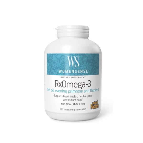 WomenSense® RxOmega-3 Aceite de Pescado, Evening Primrose, and Flaxseed Enteripure® 120 sg, Natural Factors