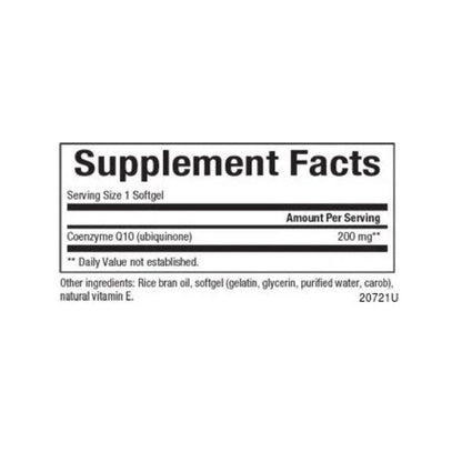 Coenzima Q10 200 mg En una Base de Aceite de Salvado de Arroz  30 sg, Natural Factors