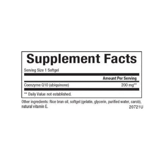 Coenzima Q10 200 mg En una Base de Aceite de Salvado de Arroz  30 sg, Natural Factors