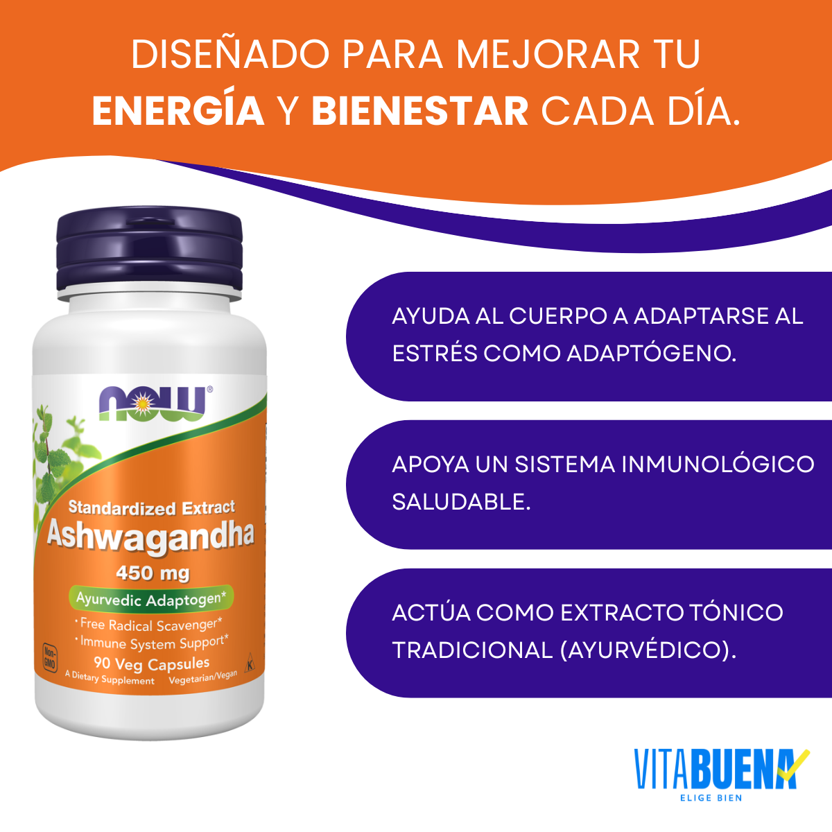 Ashwaganda Extracto 450 mg (90 VegCaps) / Ashwagandha 450 mg