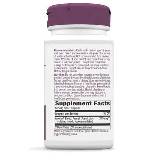 Aloelax con Semillas de Hinojo - Mezcla Premium - 340mg - 100 Cápsulas Veganas
