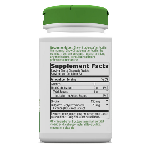 DGL - Extracto de Regaliz Desglicirricinado - 100 Tabletas Masticables