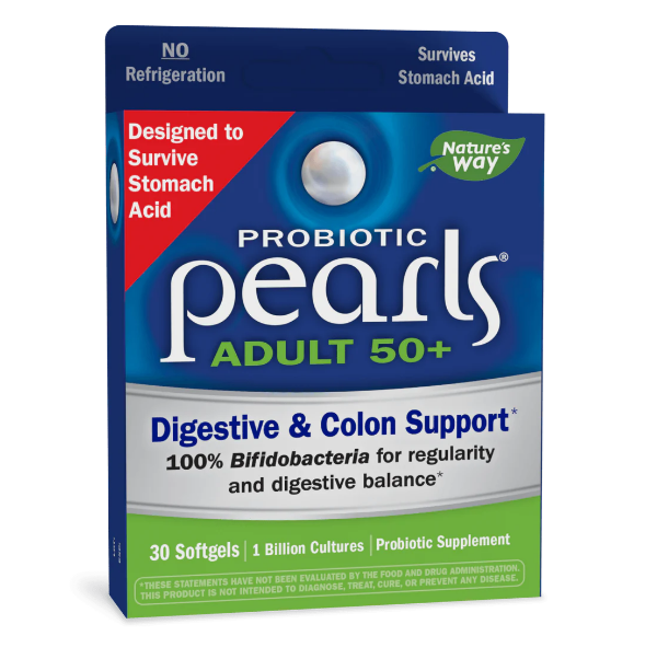 Probiótico Pearls® Adultos 50+ - Digestión y Colon - Mil Millones de Cultivos - 30 Cápsulas Blandas