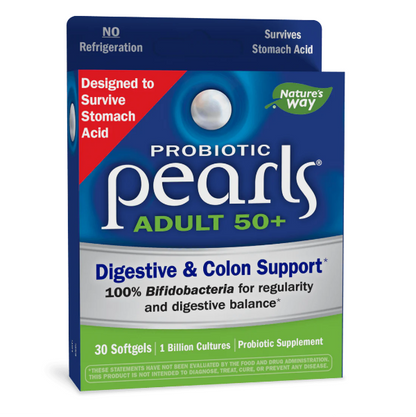 Probiótico Pearls® Adultos 50+ - Digestión y Colon - Mil Millones de Cultivos - 30 Cápsulas Blandas