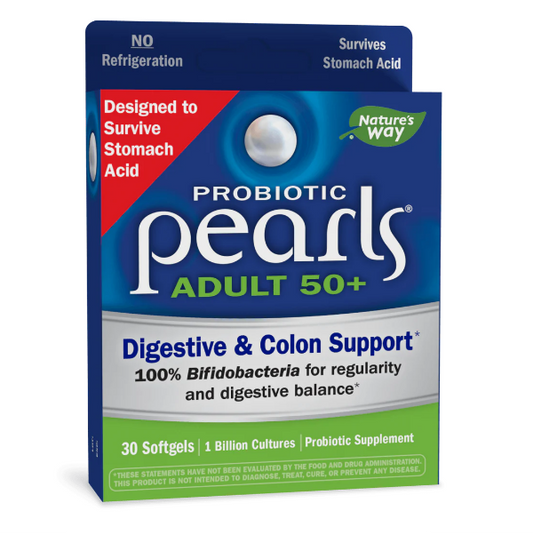 Probiótico Pearls® Adultos 50+ - Digestión y Colon - Mil Millones de Cultivos - 30 Cápsulas Blandas