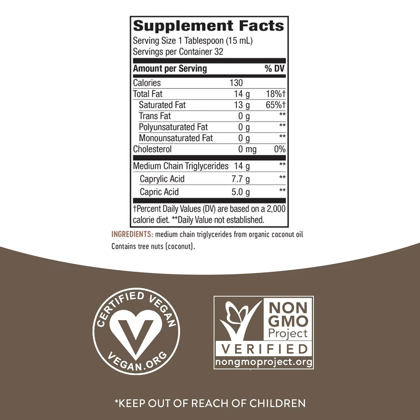 Aceite MCT Orgánico Líquido - 14g - 480ml
