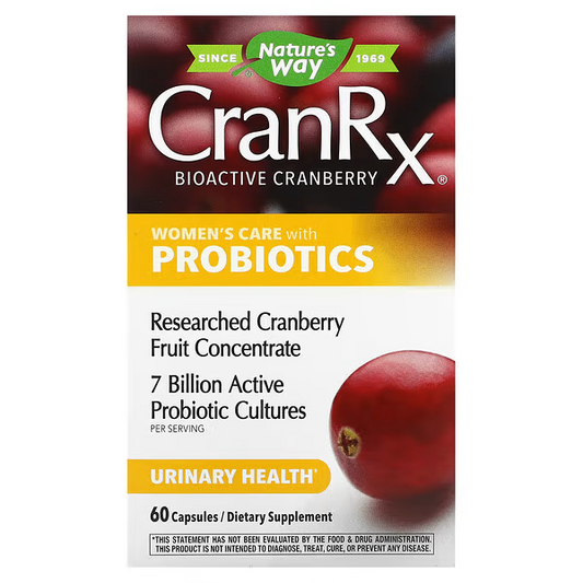 CranRx Arándano Rojo Bioactivo - Women's Care con Probióticos - Siete Mil Millones de Cultivos - Salud Urinaria - 60 Cápsulas