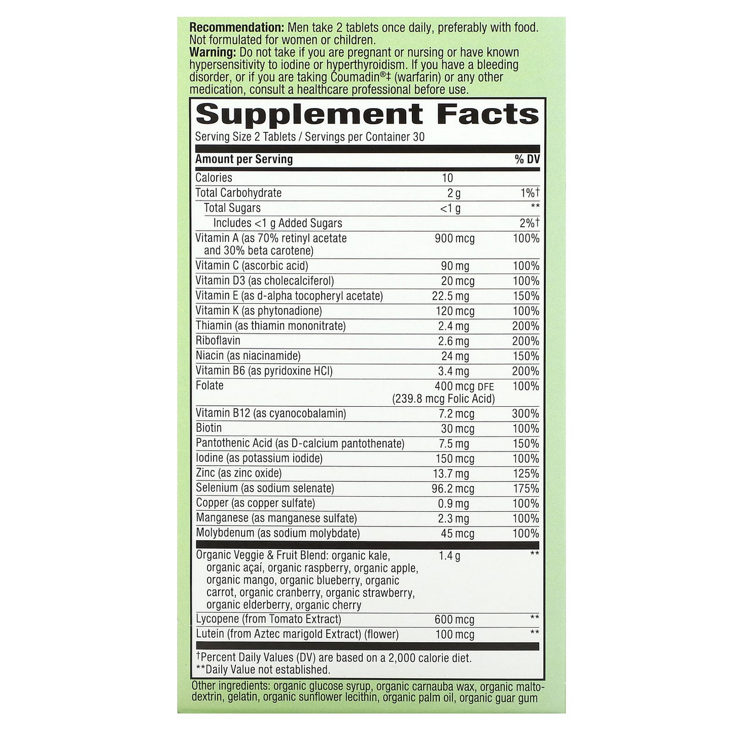 Alive!® Garden Goodness™ Multivitaminico Para Hombres (60 tabs), Nature's Way