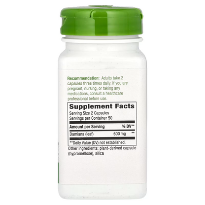 Damiana - Hojas - 600mg - 100 Cápsulas Veganas