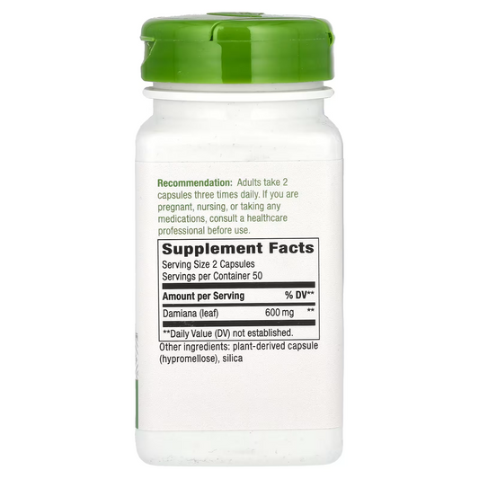 Damiana - Hojas - 600mg - 100 Cápsulas Veganas