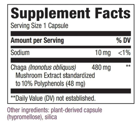 Chaga - Extracto Premium - 480mg - 30 Cápsulas Veganas