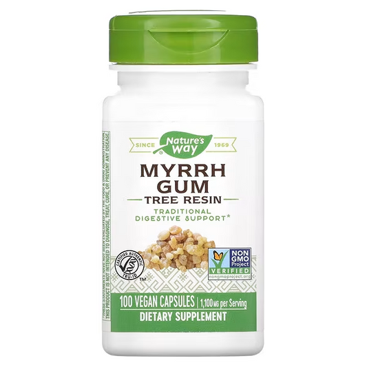 Goma de Mirra - Resina de Árbol - 1,100mg - 100 Cápsulas Veganas