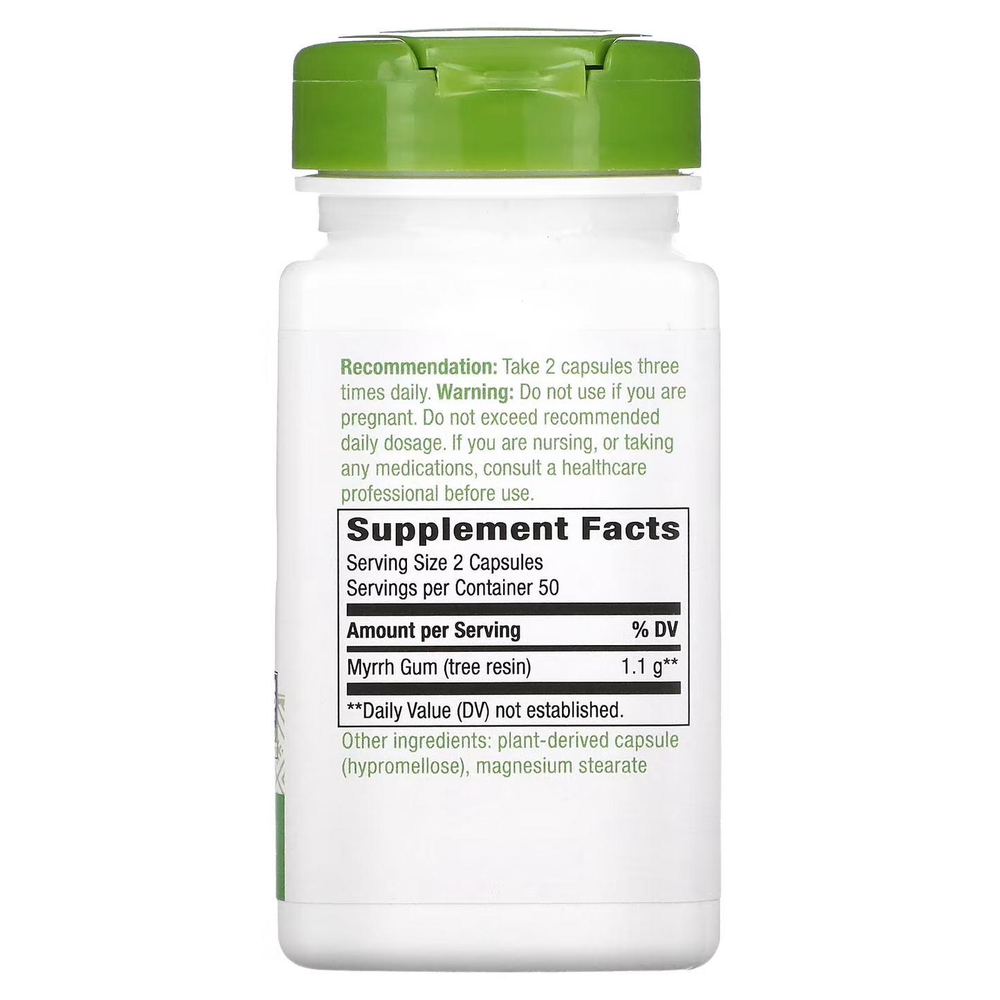 Goma de Mirra - Resina de Árbol - 1,100mg - 100 Cápsulas Veganas