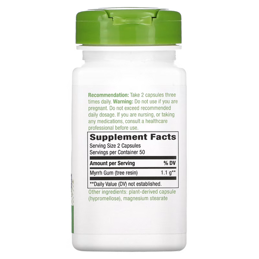 Goma de Mirra - Resina de Árbol - 1,100mg - 100 Cápsulas Veganas