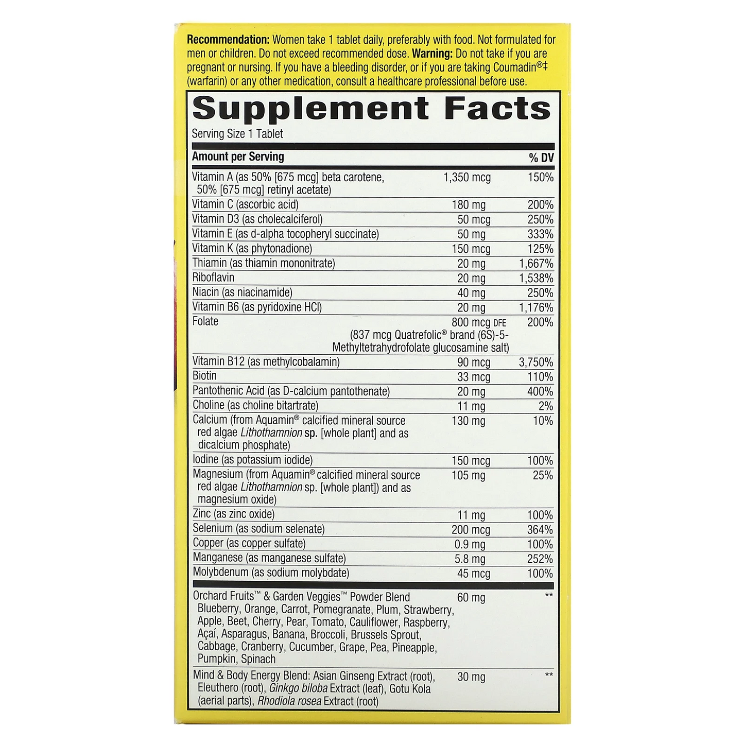 Multivitaminico De Ultra Potencia Mujeres +50 (60 tabs), Nature's Way