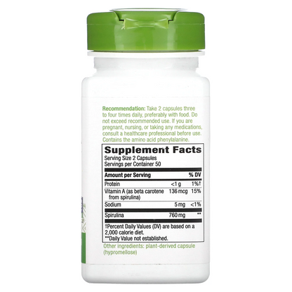 Espirulina - Microalgas - 760mg - 100 Cápsulas Veganas