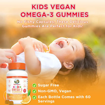 Gomitas veganas Omega-3 para niños (60gomitas) / Kids Omega 3 Gummies, Orange, 60 ct