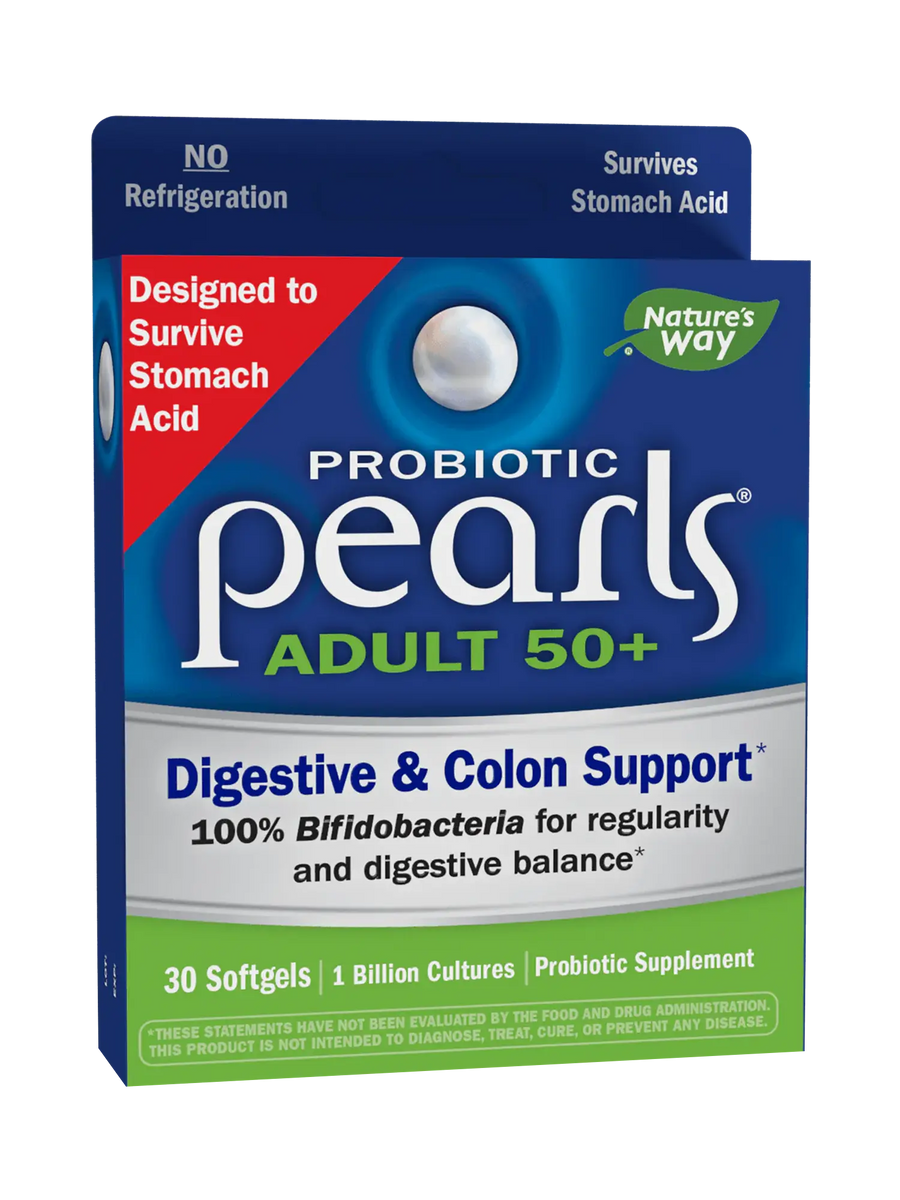 Probiótico Pearls® Adultos 50+ - Digestión y Colon - Mil Millones de Cultivos - 30 Cápsulas Blandas