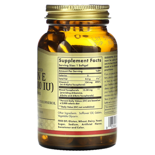 Vitamina E - 400 UI - d-Alpha Tocoferol & Tocoferoles Mixtos - 50 Cápsulas Blandas
