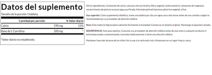 L-carnitina 500 mg (100 tabs) / L-Carnitine 500 mg (100 tabs)