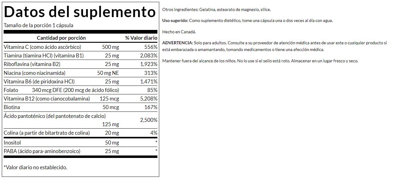 Super Stress, complejo B con vitamina C (240 Caps) / Super stress B -Complex (240 caps)