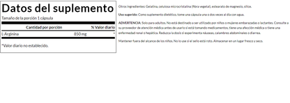 OFERTA 50% L-Arginina 850mg (90 caps), Swanson