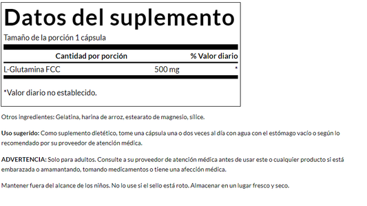 L-Glutamina 500mg (100 caps) / L-Glutamine 500mg (100 caps)