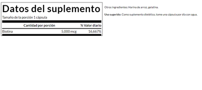 Biotina 5mg (100 caps) / Biotin 5 mg (100 caps)