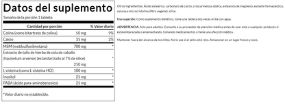 Cabello, piel y uñas (60 tabs) / Hair, Skin & Nails (60 tabs)