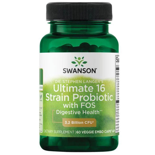Probióticos definitivo de 16 cepas del Dr. Stephen Langer con FOS (3.2 Billion CFU 60 vcaps)/ Ultimate 16 Strain Probiotic with FOS
