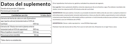 Complejo de hierbas de cabra en celo con Tribulus y Maca (120 caps)/ Horny Goat Weed Complex (120 caps)