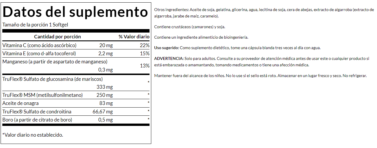 Cuidado de las articulaciones con glucosamina, MSM y condroi (120 caps blandas) / Joint Care (120 softgels)