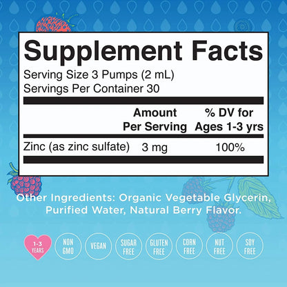Zinc iónico orgánico liquido para niños pequeños (60ml) / Toddler Zinc Drops, Unflavored, Org, (2oz)