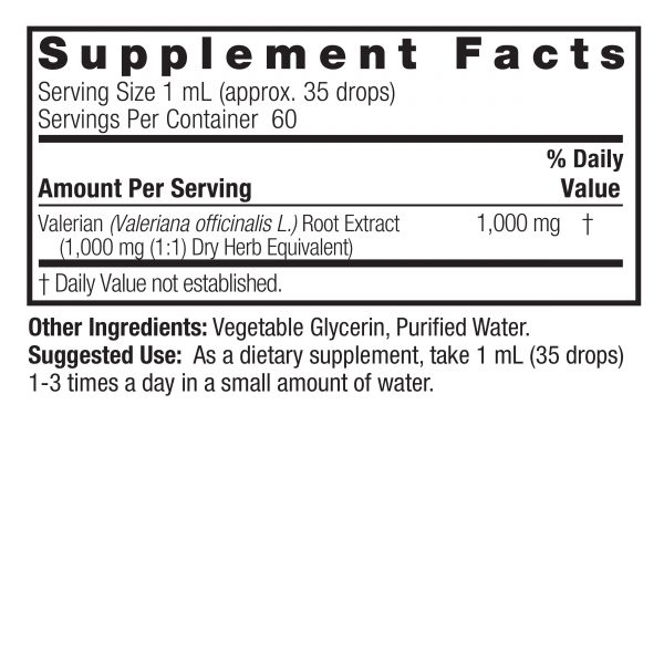 Raíz de Valeriana 1,000 mg (2 fl oz/60 ml), Nature's Answer