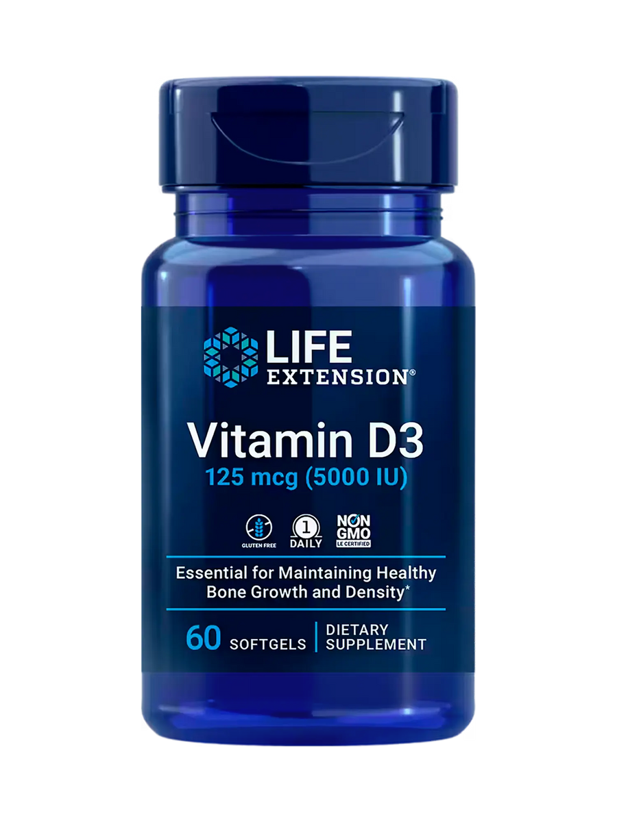 Life Extension Vitamin D3 - 125mcg - 5000 IU - 60 Softgels - PURESUPPLY