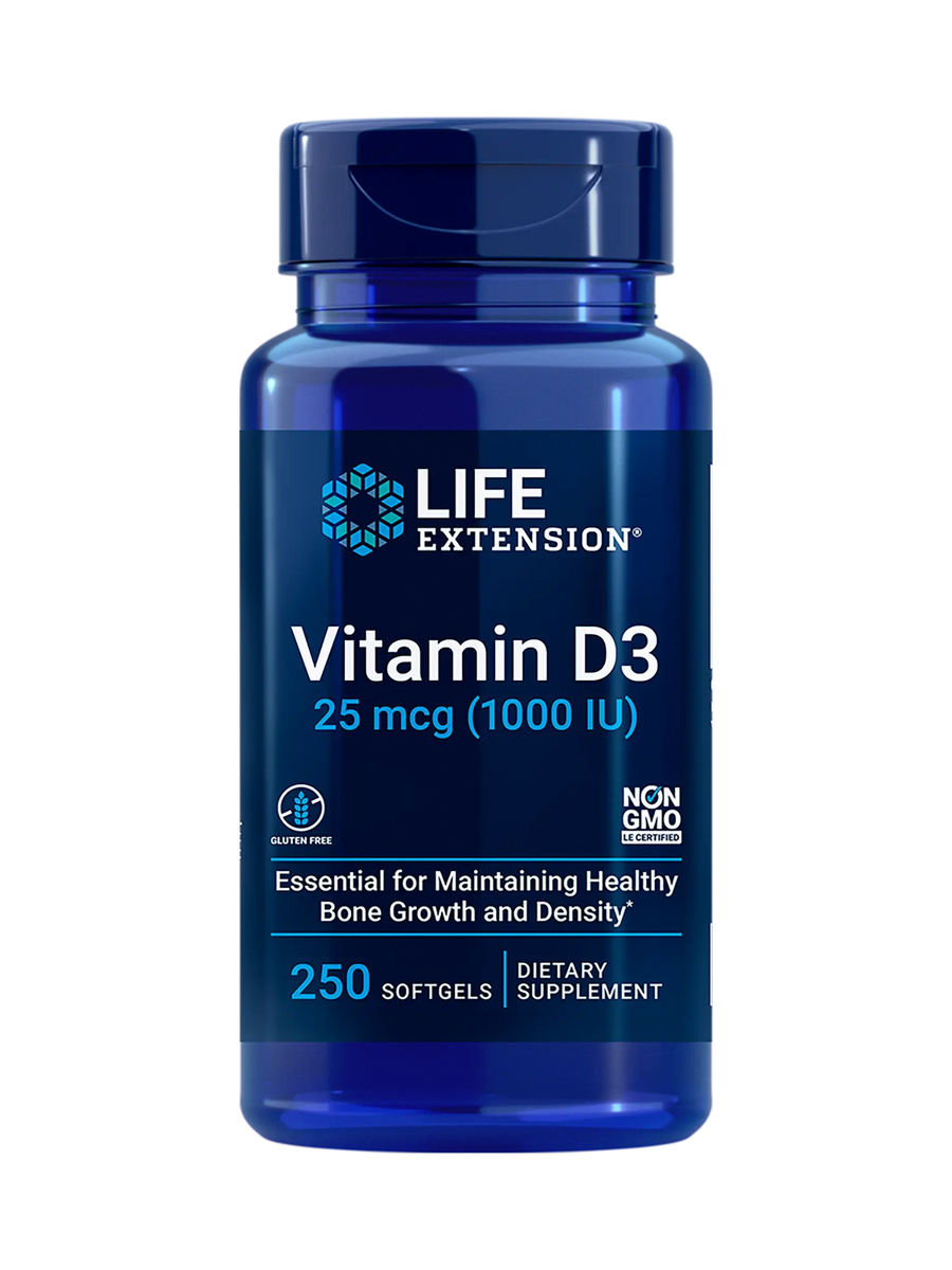 Vitamina D3 25 mcg (1000 UI), 250 cápsulas blandas / Vitamin D3 25 mcg (1000 IU), 250 softgels
